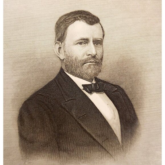 1884 President Ulysses S Grant Steel Engraving Victorian Wellstood Blaine DWSS7 - Picture 1 of 2